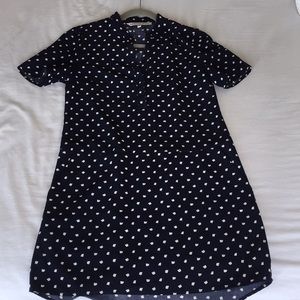 Cupcakes & cashmere short navy polka dot dress